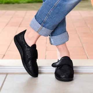 Chaussons Zulip Noirs à Scratch pour Femme - Confort et Style