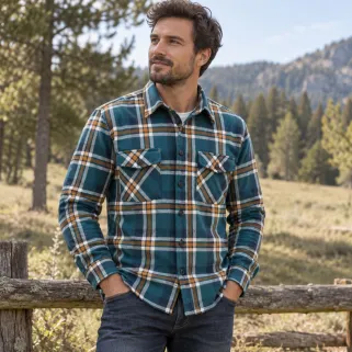 Surchemise homme Soha indigo micropolaire à carreaux | Ducatillon