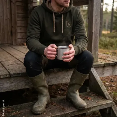 Sweat à capuche Deerhunter vert coton polyester 330 g/m²