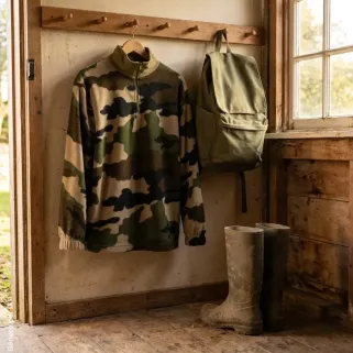 Sweat polaire camouflage Centre-Europe à col zippé 210 g/m²