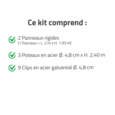 Kit clôture grillagée rigide 4 m - Hauteur 193 cm - Grillage soudé époxy