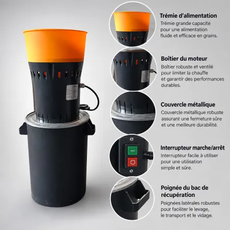 Moulin à céréales électrique 1 300 W, 60 L | Ducatillon