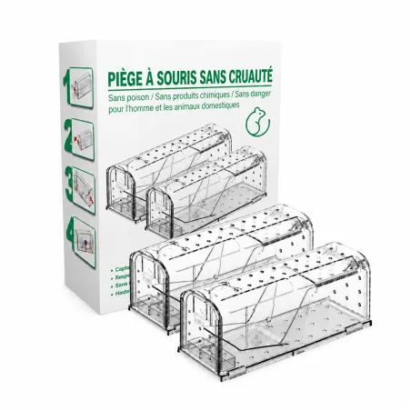 Lot de 2 cages à souris en plastique résistantes avec aération