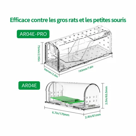 Lot de 2 cages à souris en plastique résistantes avec aération