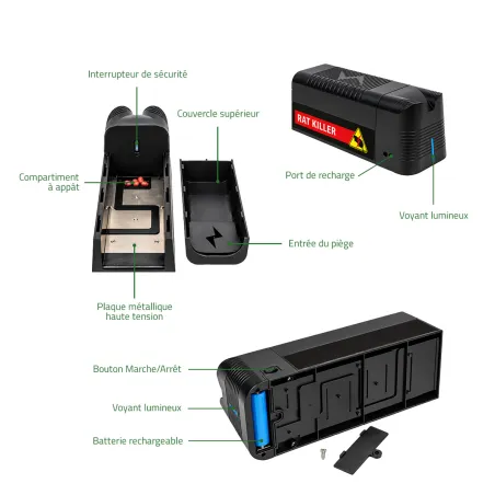 Piège à souris électrique USB - 2500V - 30 chocs par recharge