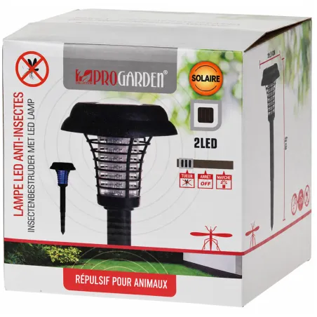 Lampe Solaire LED Anti-Moustiques - Blanc Anti-UV - Autonomie 6 à 8h