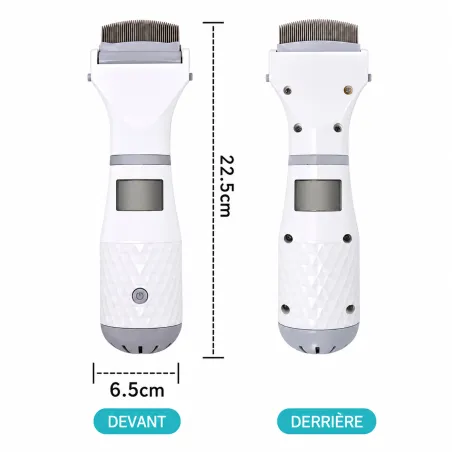 Peigne électrique anti-poux autonomie 4-6h LED 3 niveaux silencieux