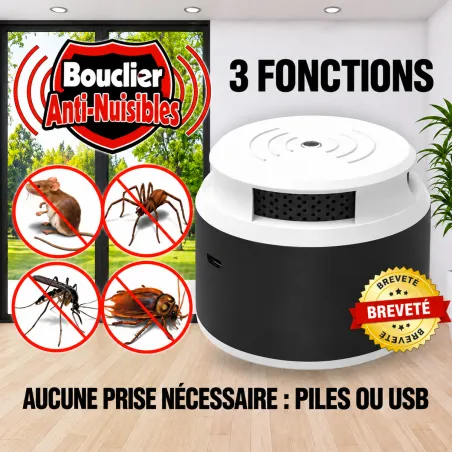 Lot de 3 répulsifs ultrasons 360° pour intérieur, 40 m²