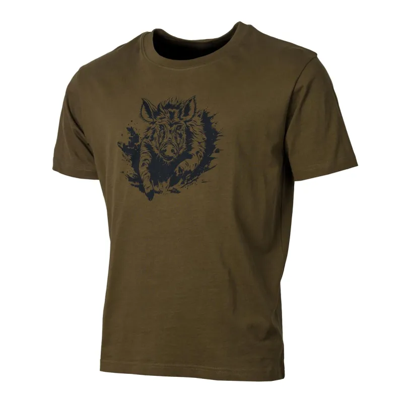 T-shirt Sanglier Coton Imprimé - Couleur Kaki