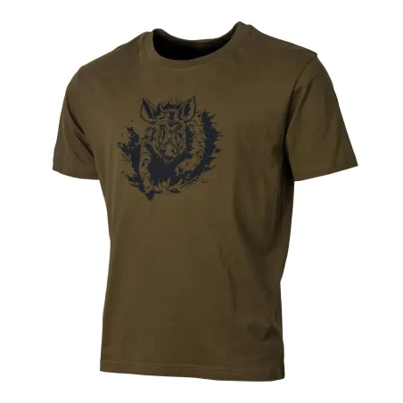 T-shirt Sanglier Coton Imprimé - Couleur Kaki