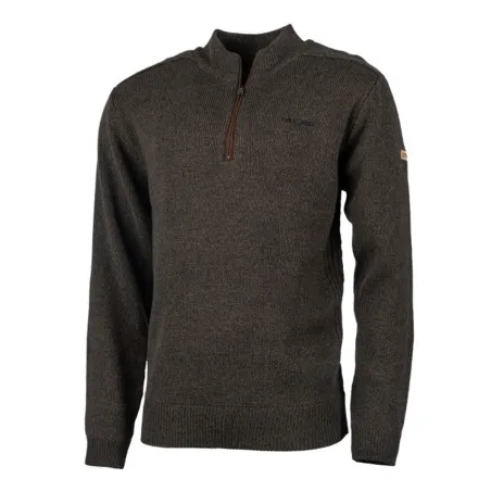 Pull col zippé Treeland marron en laine et acrylique