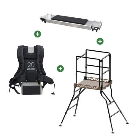 Pack mirador pliable aluminium 1,25 m + siège clipsable + harnais