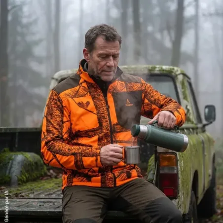 Veste Polaire Réversible Camo Orange/Vert