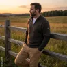 Pull col zippé Treeland marron en laine et acrylique