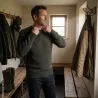 Pull col rond Treeland marron en laine et acrylique