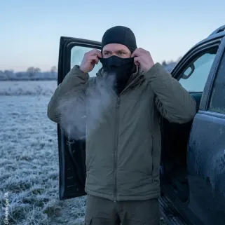 Cagoule noire extensible quatre en un avec empiècement polaire