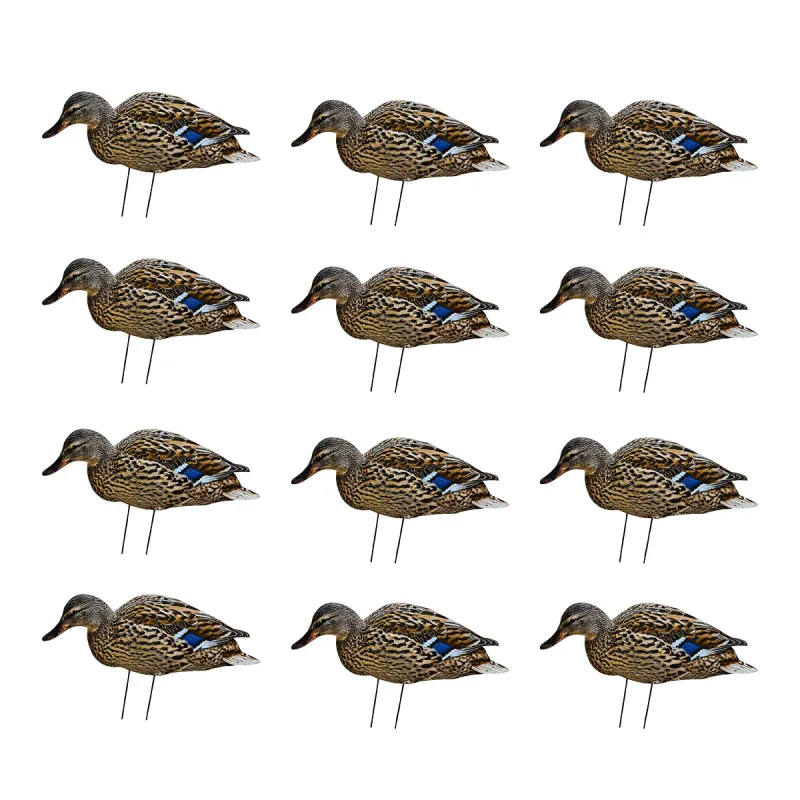 Lot 12 silhouettes 2D colverts femelles flockées avec tige - 48 x 17 cm