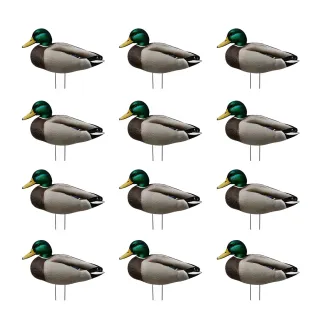 Lot de 12 silhouettes 2D colverts mâles flockées avec tige - 46 x 21 cm
