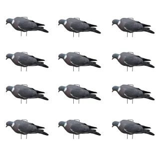 Lot silhouettes 12 pigeons 2D avec tige - 37 x 13 cm