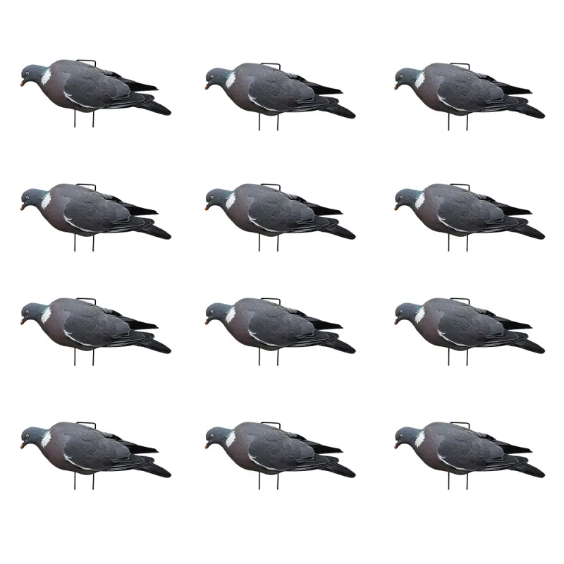 Lot silhouettes 12 pigeons 2D avec tige - 37 x 13 cm