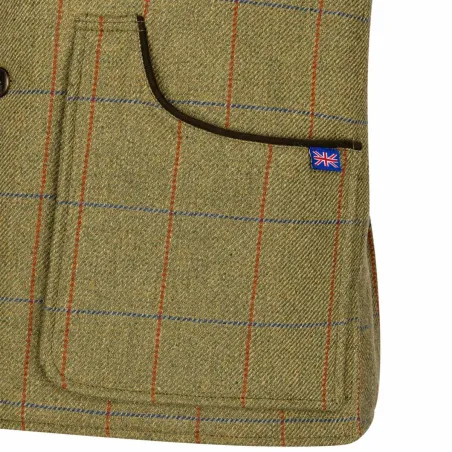 Gilet Derby Tweed Walker & Hawkes Berston à carreaux vert