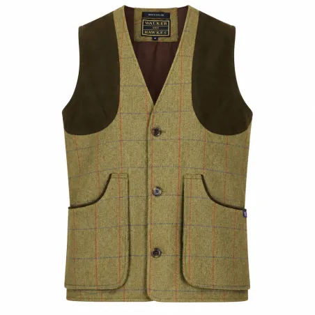 Gilet Derby Tweed Walker & Hawkes Berston à carreaux vert