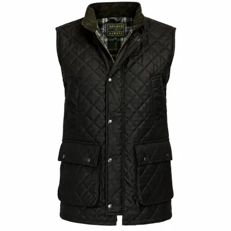 Gilet ciré matelassé Walker & Hawkes Lincoln olive