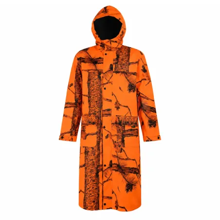 Manteau de Pluie Long Camouflage Orange - Étanche et Coupe-Vent