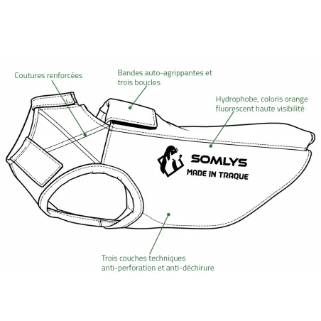 Gilet de protection Somlys Made in Traque T75 pour chien traqueur