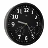 Horloge radiopilotée confort plastique verre noir et blanc Ø 25cm