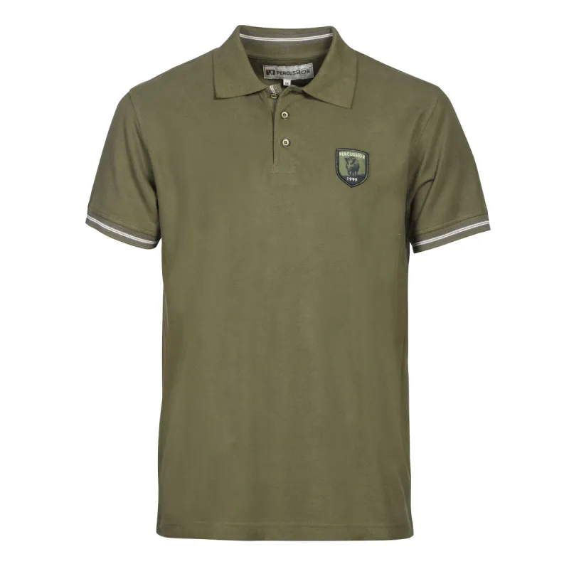 Polo manches courtes Percussion broderie Sanglier kaki