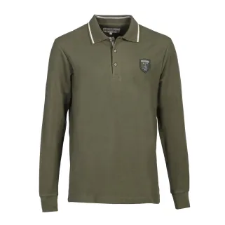 Polo manches longues Percussion brodé logo kaki