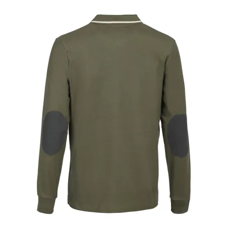Polo manches longues Percussion brodé logo kaki