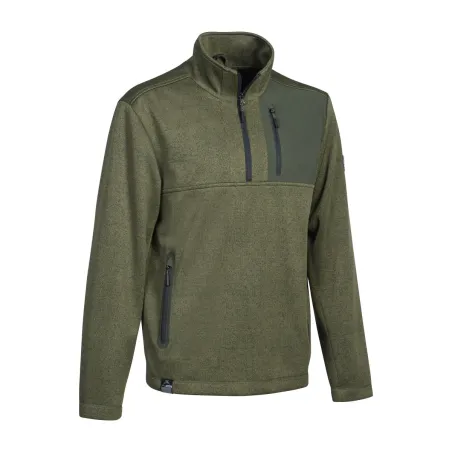 Pull Windbreaker Prohunt kaki à col zippé coupe-vent | Ducatillon