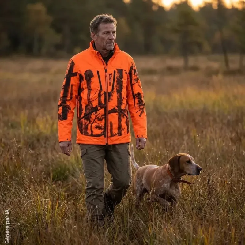 Veste de chasse Track Force orange camo Percussion | Ducatillon