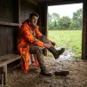 Manteau de Pluie Long Camouflage Orange - Étanche et Coupe-Vent