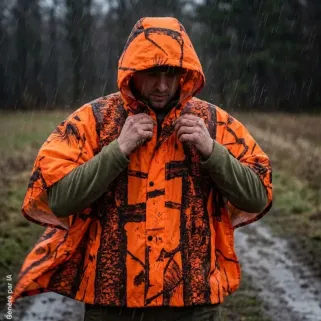 Pélerine de pluie camouflage orange imperméable et coupe-vent
