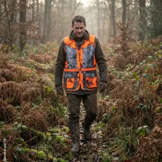 Gilet réversible Treeland Savane kaki et orange GhostCamo