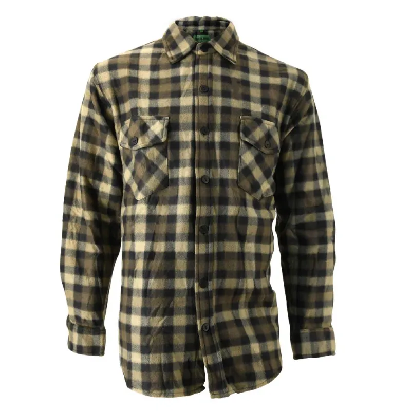 Chemise Chasse chaude à carreaux 2 poches polyester kaki M à 3XL