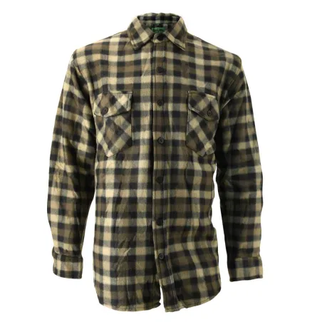 Chemise Chasse chaude à carreaux 2 poches polyester kaki M à 3XL