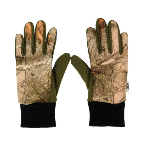 Gants anti-glisse déperlant polyester camo forest kaki 8 et 9