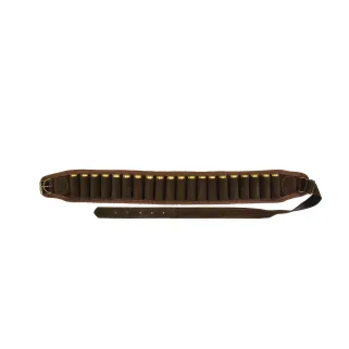 Cartouchière 20 balles cal 12-20 luxe croûte cuir buffle marron