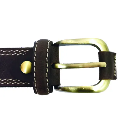 Ceinturon cuir marron avec surpiqûres
