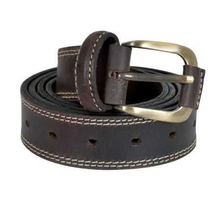 Ceinturon cuir marron avec surpiqûres