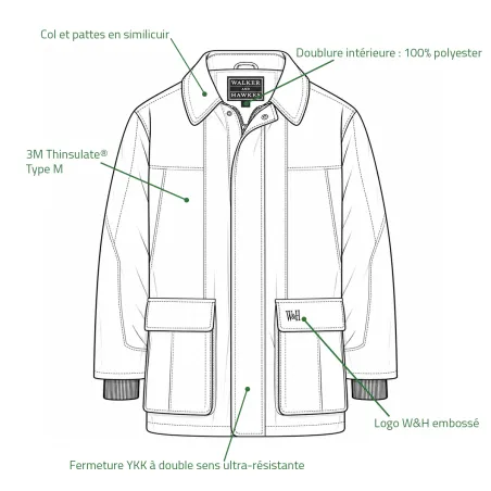 Veste de tir en laine Walker & Hawkes AC olive