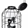 Mangeoire à Graines pour Oiseaux en Métal Noir - Suspension Incluse