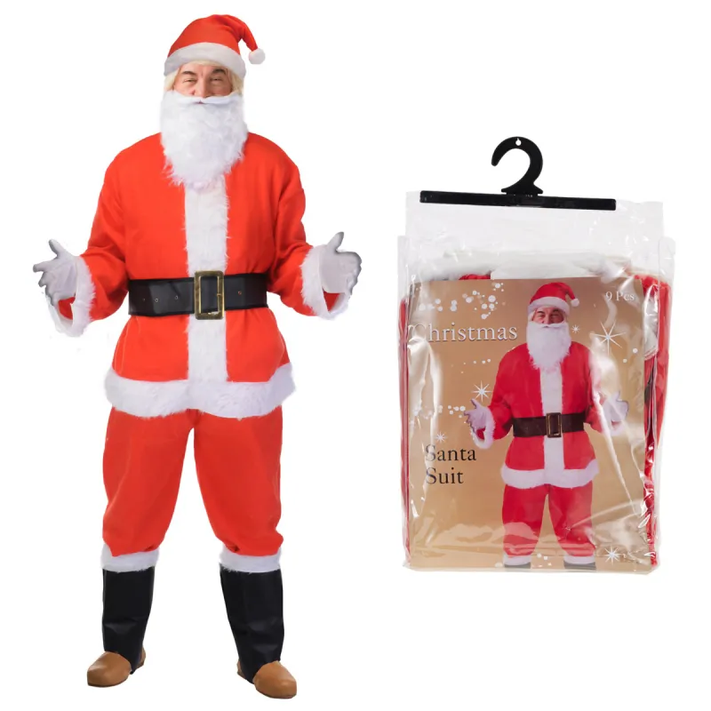 Costume Père Noël Adulte Complet 9 Pièces en Polaire