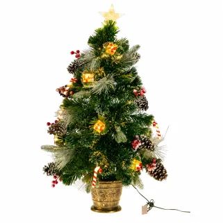 Sapin de Noël Éclairage Fibre Optique 90 cm - Blanc Chaud