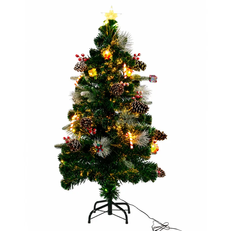 Sapin de Noël Éclairage Fibre Optique 120 cm - Blanc Chaud