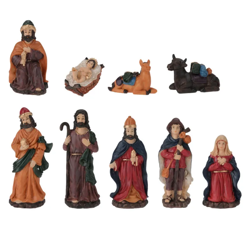 Set de Figurines de Nativité en Résine - 9 Pièces
